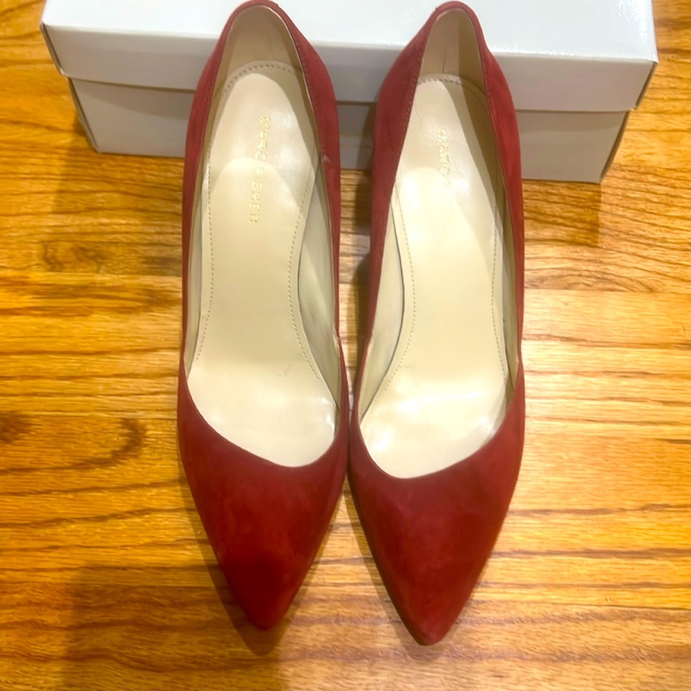 Marc Fisher. Dark red suede size 8.5 and 3 1/2 inch heel